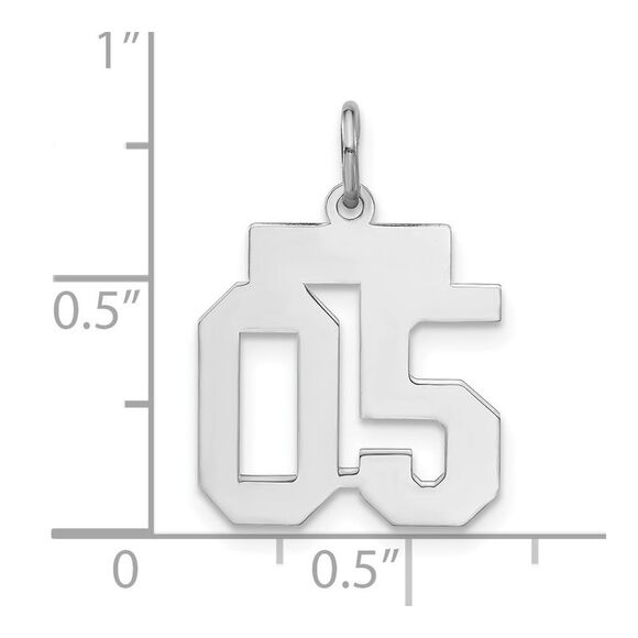 Sterling Silver, Athletic Collection, Small Polished Number 05 Pendant - Picture 4 of 5
